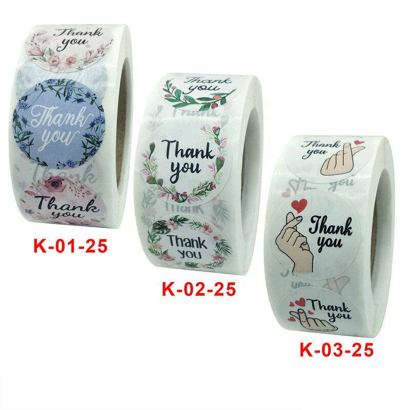 500pcs/Roll Mailing Supplies For Gift Bags Roll Flower Sticker Label Copper Plate Self-Adhesive Round Decoration Stickers