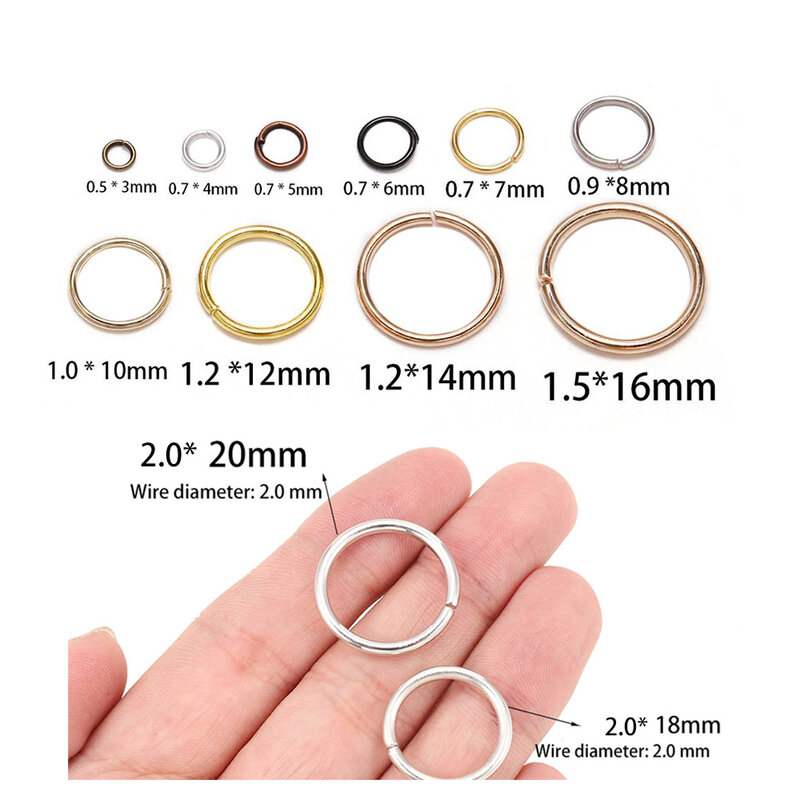 200pcs/Lot 3-12mm Open Single Loops Jump Rings Split Rings DIY Necklace Bracelet Jewelry Making Findings Accessories Wholesale