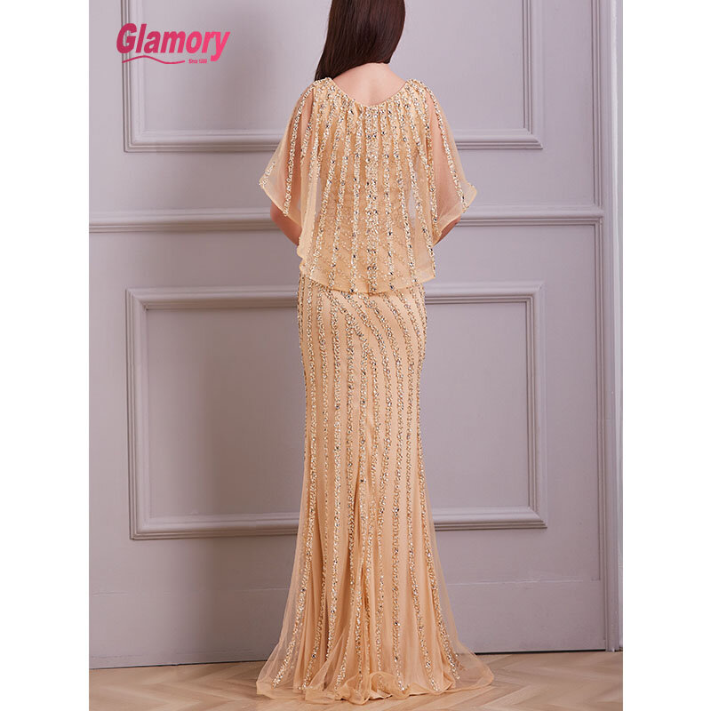 Женское вечернее платье-русалка, вышитое бисером, по низкой цене