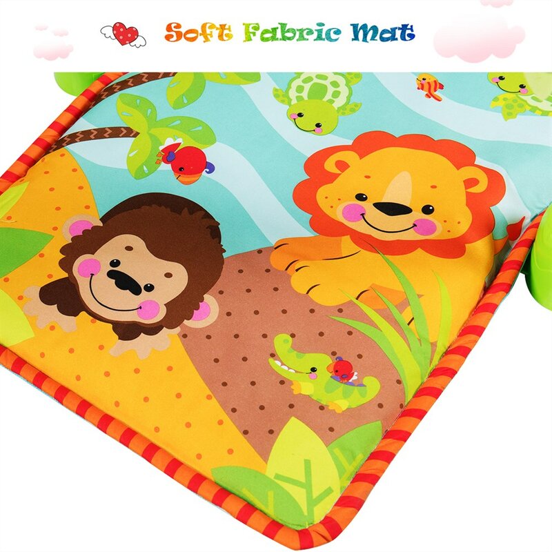 4-in-1 Activity Gym Home Mat Baby Activity Center w/3 Hanging Educational Toys