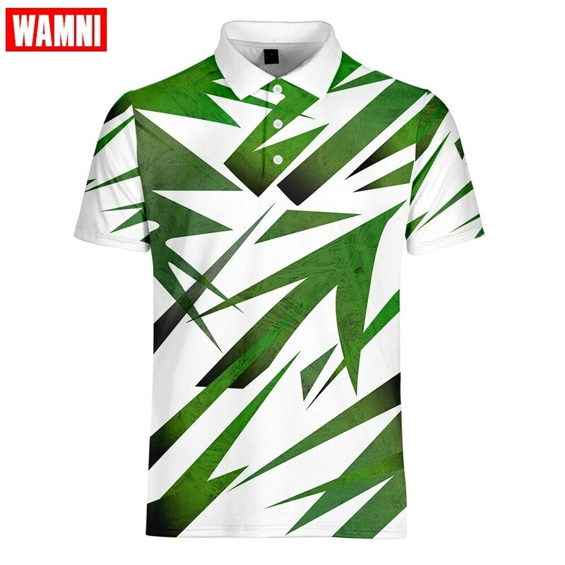 WAMNI 3D koszulka Polo Sport luźny pasek tenis na co dzień 3D drukuj śmieszne Unisex męskie Streetwear geometryczne szybkie suszenie koszulka Polo