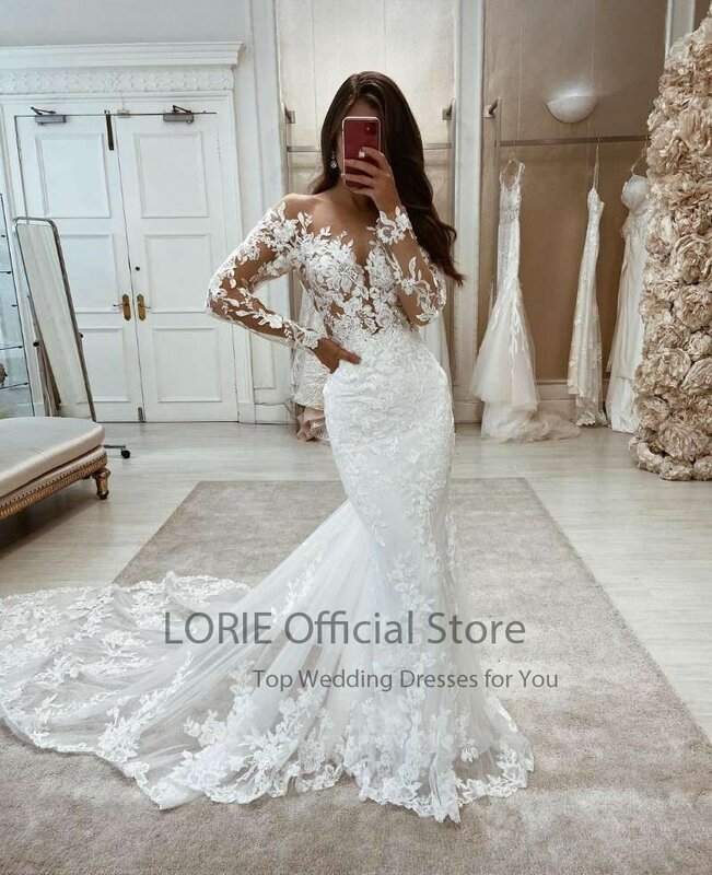 Свадебные платья в стиле бохо LORIE, кружевное длинное женское винтажное роскошное свадебное платье с юбкой-годе, 2021