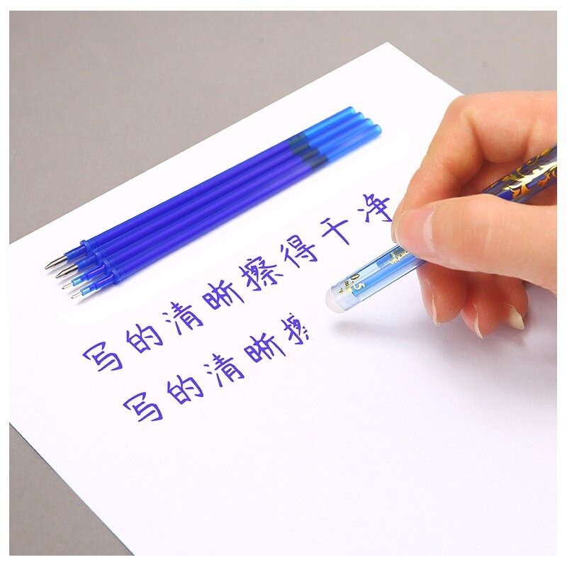 20ชิ้นปากกาเติมหมึกได้, แท่งปากกาหมึกเจลวิเศษด้ามซักได้0.5มม. สีฟ้าสีดำหมึกเครื่องเขียนอุปกรณ์สำนักงาน
