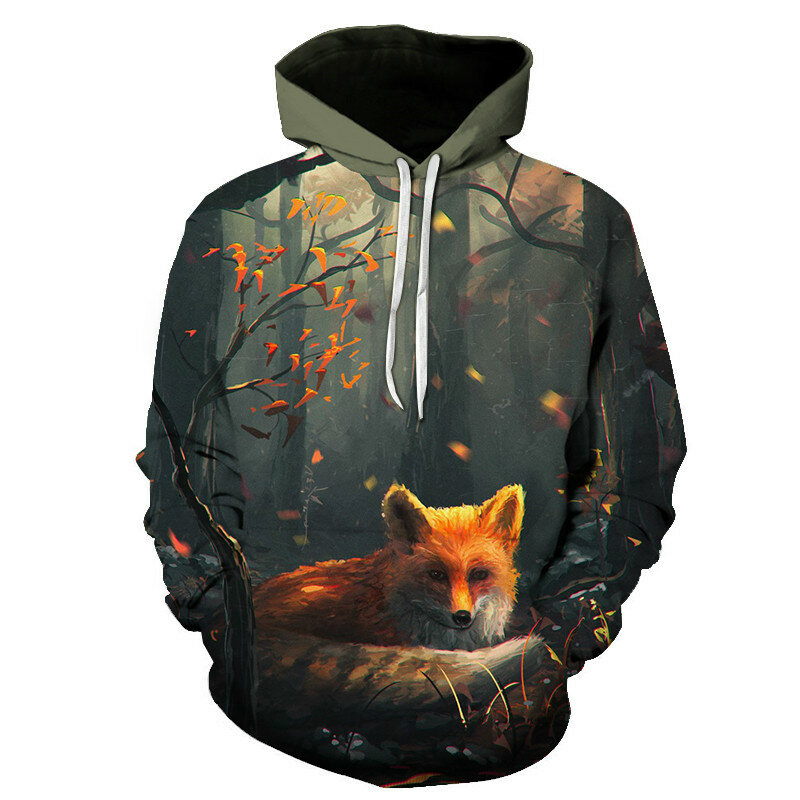 2021 Autumn and Winter New Men's Funny Casual Pullover Men and Women 3D Wolf Print Hoodie Hot Selling All-match Trend Top