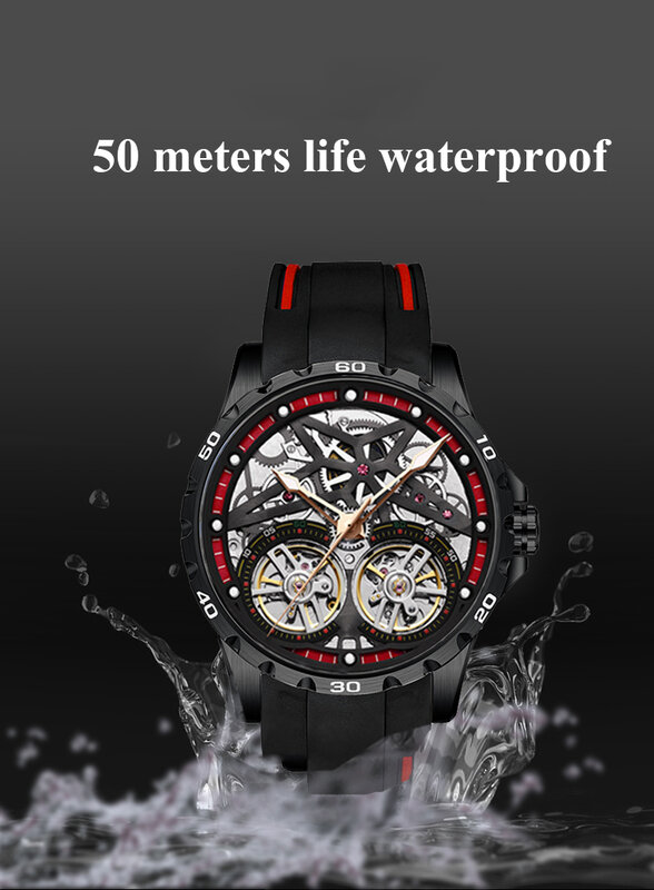 AILANG Men's Watch Advanced Sports Automatic Winding Clock Fashion Silicone Strap Tourbillon Skeleton Mechanical Watch New
