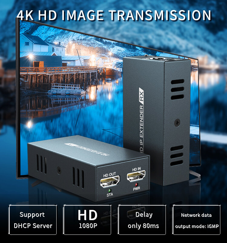 새로운 200M HDMI IP 네트워크 익스텐더 1080P HDMI 송신기, RJ45 CAT5 CAT5e CAT6 LAN Extensor 656ft Like HDMI Splitter