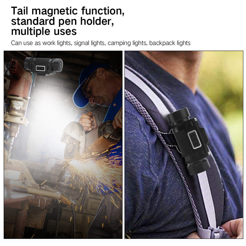 Lampada frontale XML-L2 LED 1300lm USB C ricaricabile 21700 faro USB C torcia tattica lanterna magnete ciclo di lavoro luce
