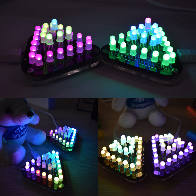 DIY сенсорный Управление RGB полный Цвет 5 мм светодиодный Аврора Cube 3D треугольная пирамида электронный DIY Kit
