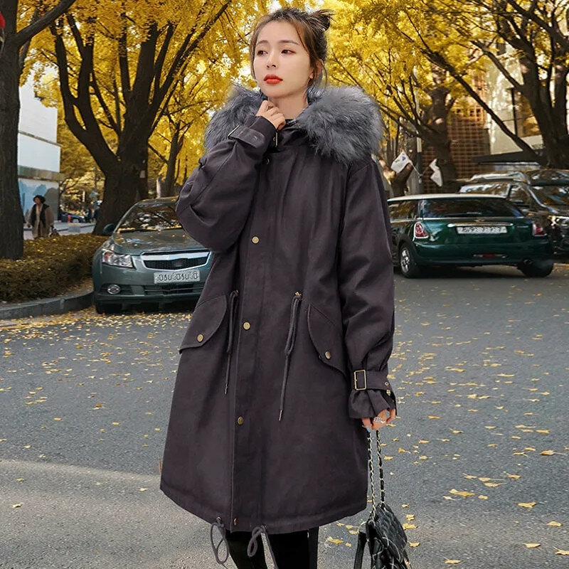 Новинка Зима 2021, стильная куртка с хлопковой подкладкой, Женская ветровка средней длины, Свободное пальто в Корейском стиле в гонконгском стиле для преодоления пирогов
