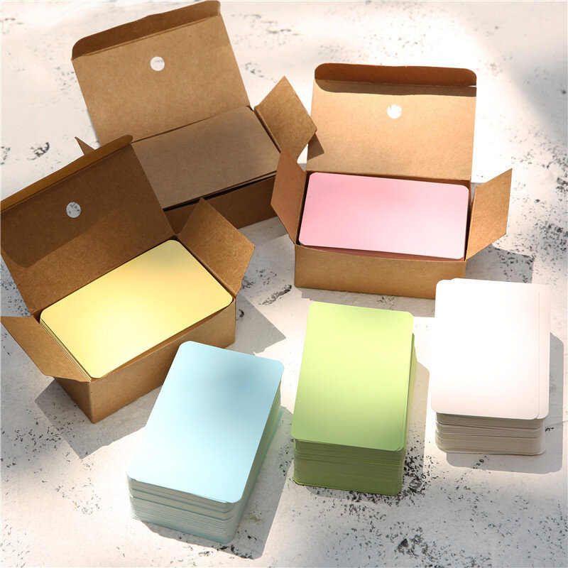 100pcs/box Kraft paper card color blank business card message thank you card writing card label bookmark learning card