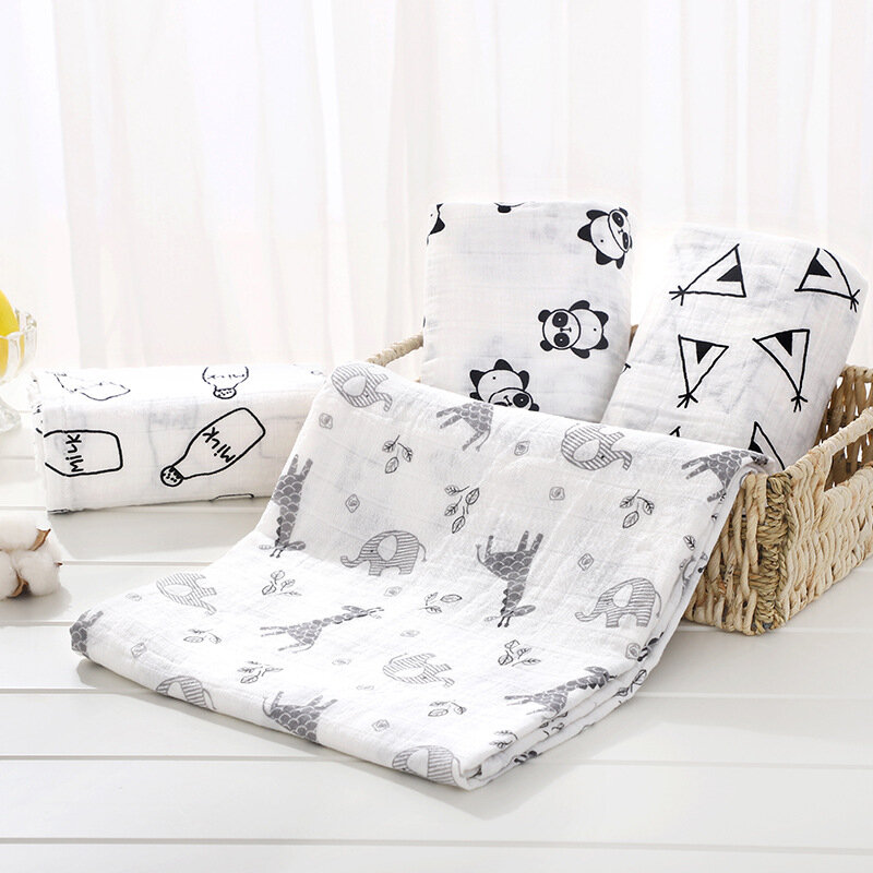 Couverture d'emmaillotage en mousseline de bambou pour bébé, couverture pour nouveau-né, coton, 120cm x 110cm, 120