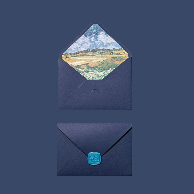 5pc/lot Blue Series Retro Envelope Classic Van Gogh Oil Painting Envelope Wedding Invitation Printing Lining Envelope 175X125MM