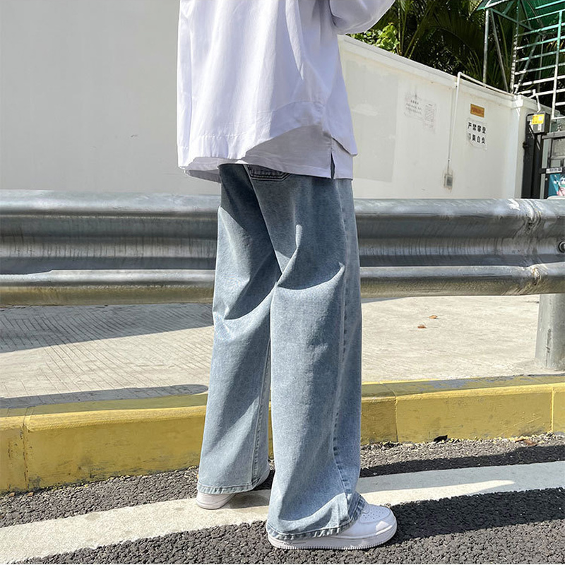 Мужские прямые джинсы, однотонные, винтажные, полной длины, свободные, универсальные, для отдыха, классические, большие размеры, S-3XL, 2021