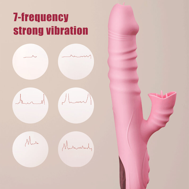 Vibrator Voor Vrouwen Dildo Telescopische Swing Verwarming Dubbele Tong Cunnilingus Vibrator G Spot Clit Stimuleren Masturbatie Sex Toys