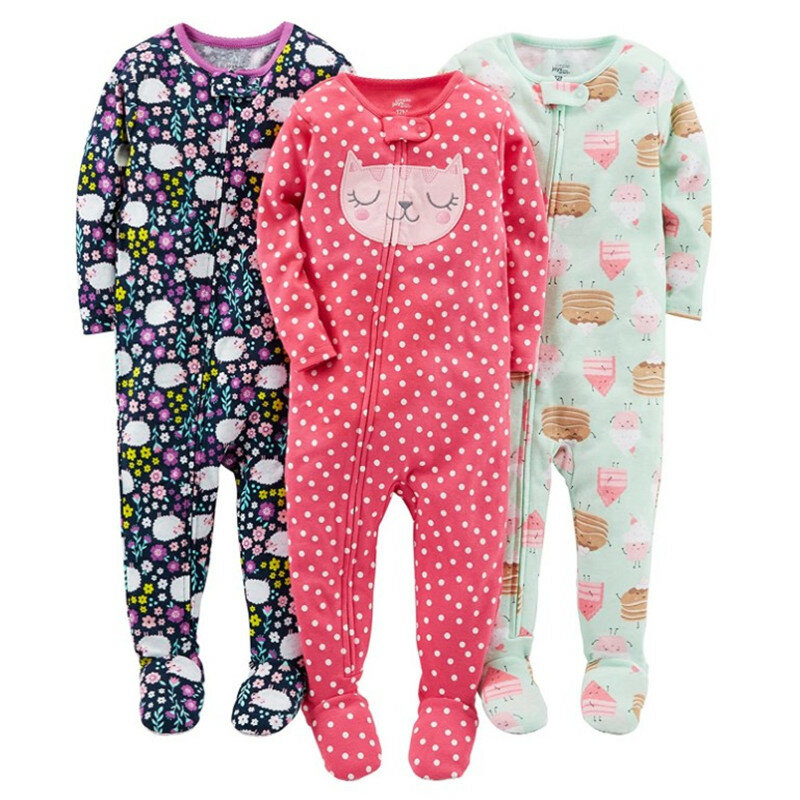 Foreign trade original boy and girl baby cotton cloth clothing package foot coveralls romper children warm warm pajamas
