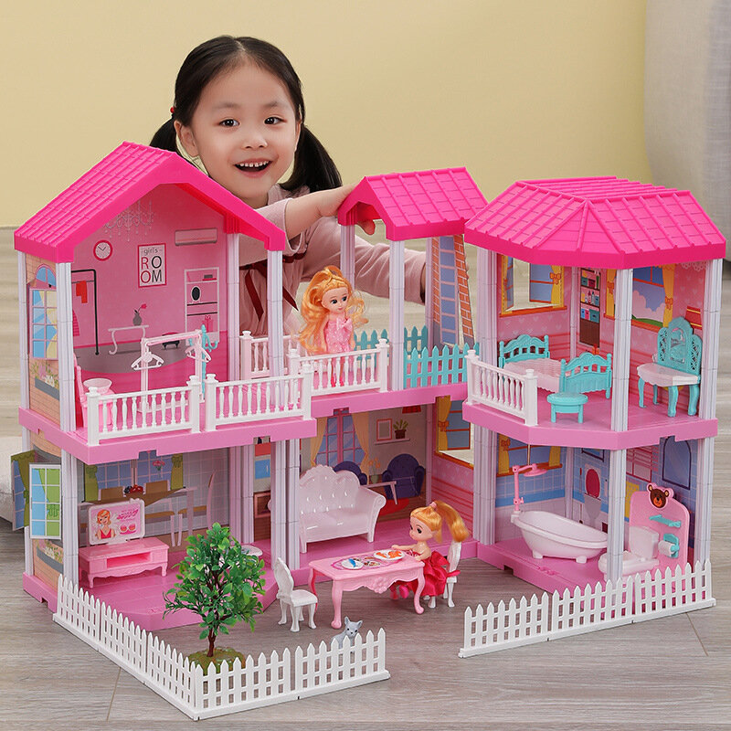 Princess Castle for Children, Play House Brinquedos, Dollhouse Modelo, Villa, Birthday Gift Set