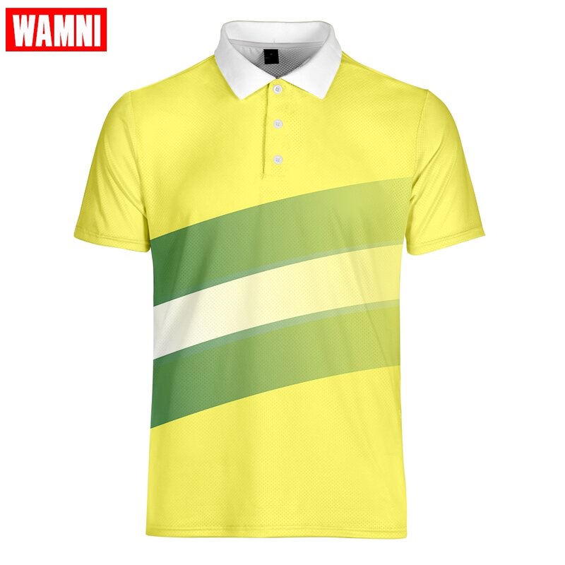 WAMNI модная мужская градиентная 3D рубашка, повседневная спортивная рубашка с отложным воротником для настольного тенниса в полоску, мужская ...