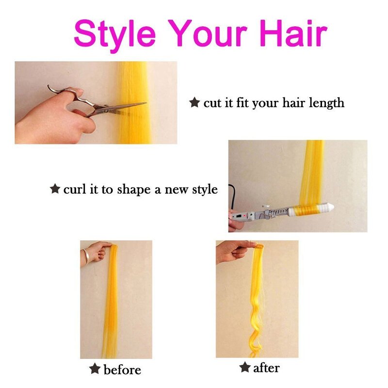Aosi Lange Rechte Gekleurde Highlight Synthetische Hair Extensions Clip In Een Stuk Regenboog Streak Roze Haar Strengen Voor Vrouwen Meisje