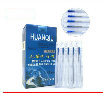 Huanqiu-aguja de acupuntura estéril, para un solo uso, con tubo, 100 piezas/1 caja