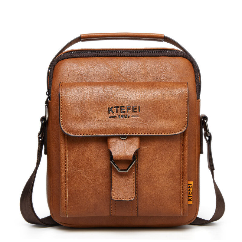 High Quality PU Leather Men's Shoulder Bag New Fashion Simple Temperament Casual Wild Single Shoulder Messenger Bag