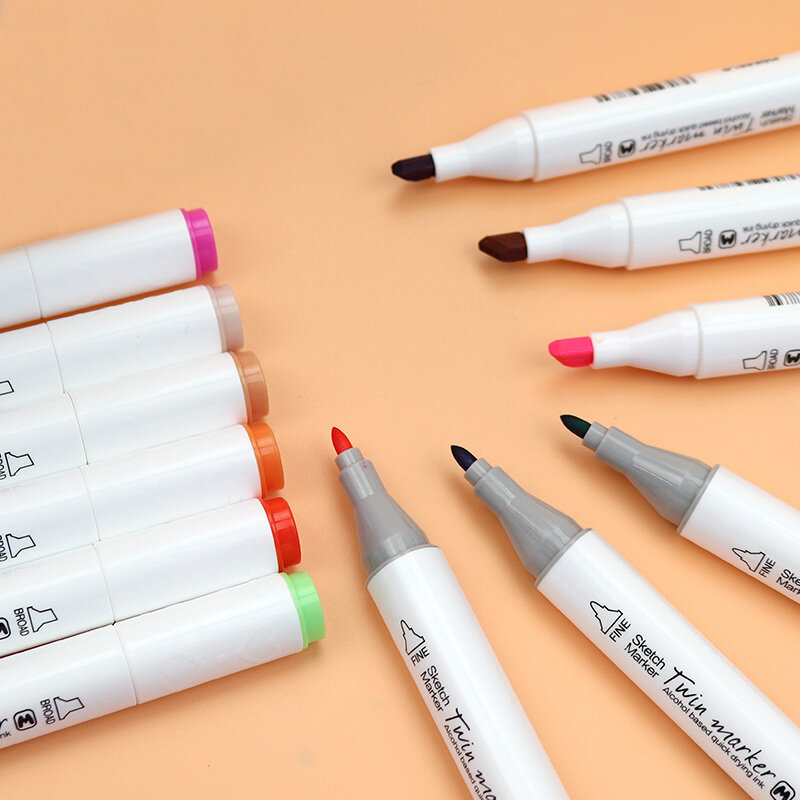 MOKEELO-مجموعة أقلام رسم برأسين 895 ، أقلام رسم فنية ، 12/18/24/36/48 لونًا ، لوازم الطلاب