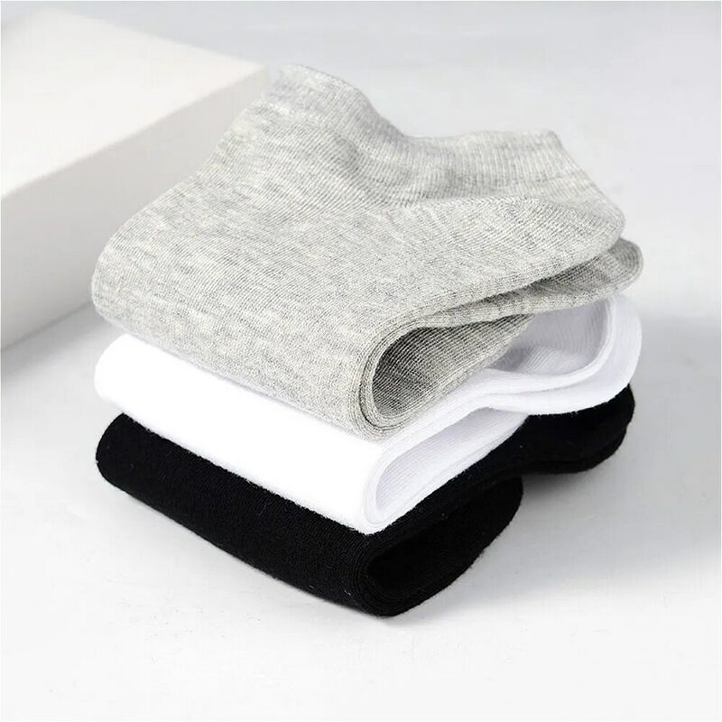 Calcetines tobilleros de algodón transpirables para hombre y mujer, medias cómodas de corte bajo, Color sólido, negro, blanco y gris, 1 par