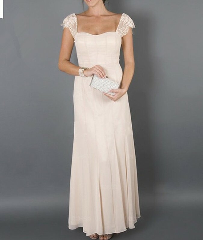 Robes mère de la mariée Champagne élégantes grande taille avec veste dentelle en mousseline pour mariages, robes de soirée, 2021