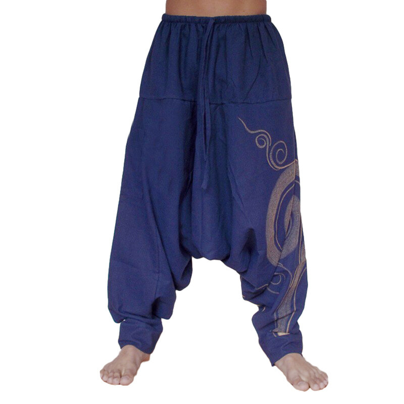 Men Casual Harem Pants Summer Yoga Baggy Hippie Spiral Print Trousers
