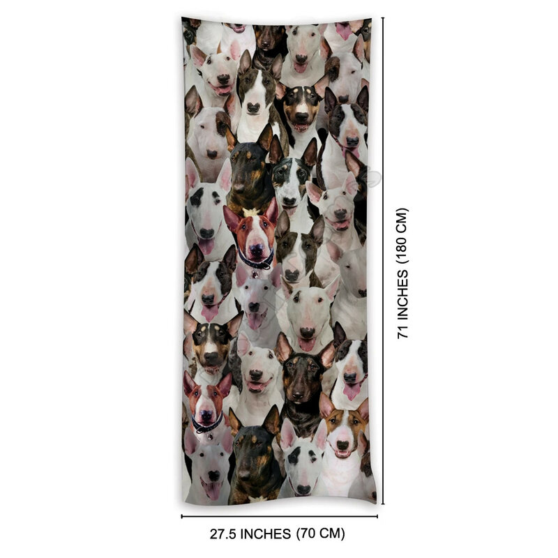 Bull Terrier 3D พิมพ์เลียนแบบผ้าพันคอผ้าพันคอฤดูใบไม้ร่วงฤดูหนาวหนาตลกสุนัขผ้าพันคอ