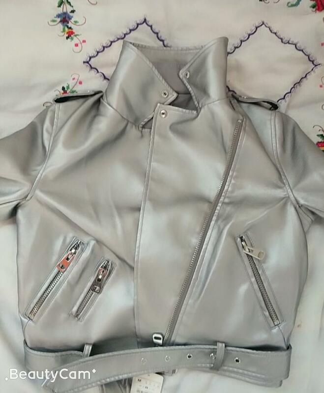 Jaket Kulit Pu Fashion Musim Gugur Baru Jaket Pendek Mantel Kulit Motor Wanita Wajah Cerah Pakaian Luar Streetwear R1663