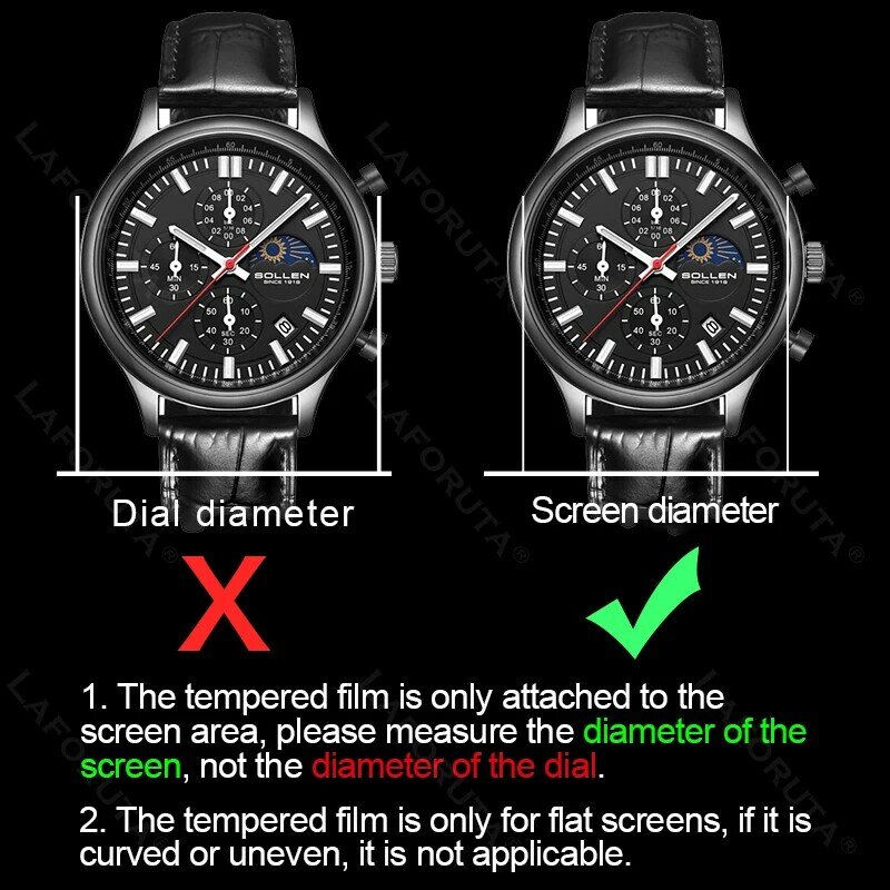 All Size Round Watches Tempered Glass Screen protector Diameter 32 34 35 36 38 39 40 42 41 mm Protective Film For Smart Watch