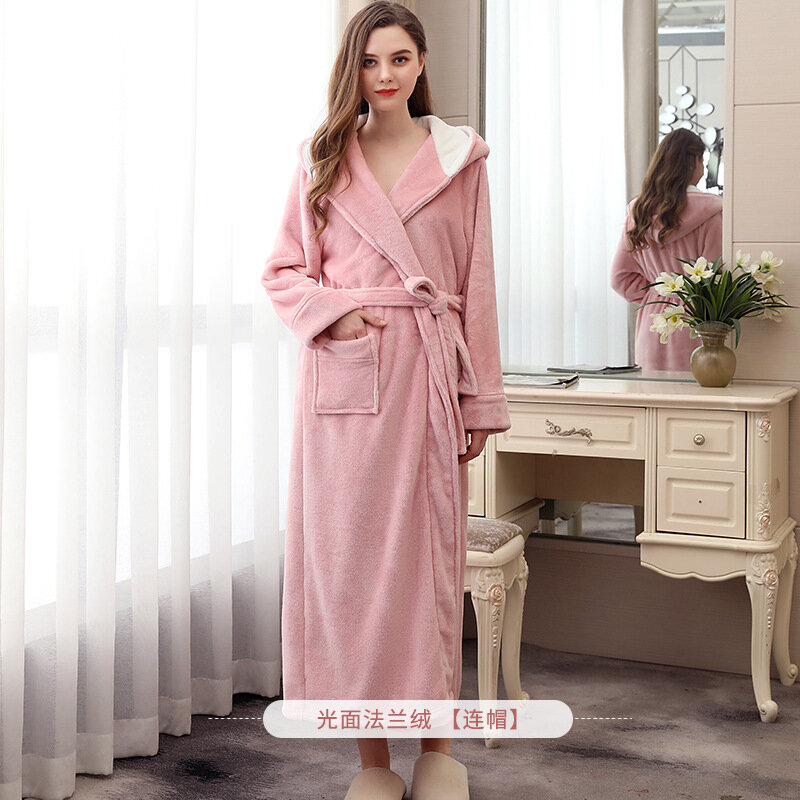 Pijama feminino de flanela coral, roupão de flanela para casais com roupa de dormir