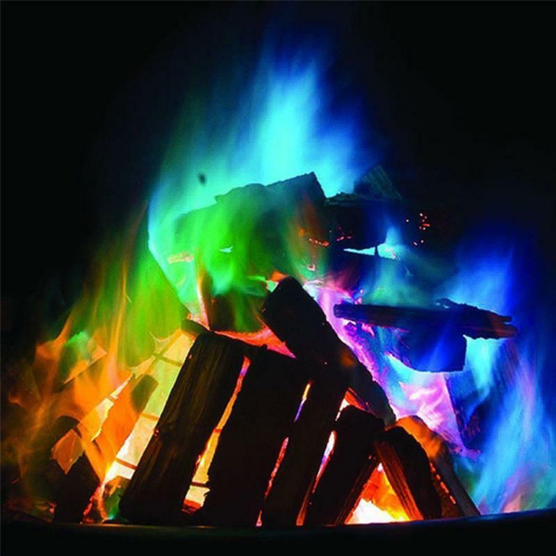 10/5pcs Mystical Fire Colorful Flames Powder Bonfire Sachets Pyrotechnics Trick Outdoor Camping Survival Tools Fireplace Patio