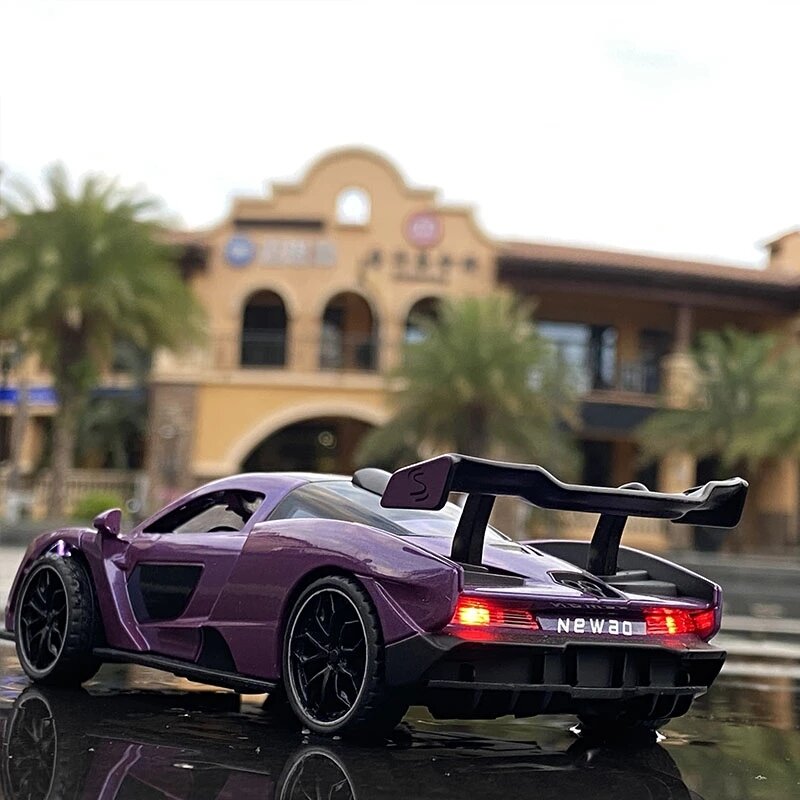 1/32 Die Cast McLaren Senna Sports Car Model Toy Alloy Simulation Sound Light Pull Back Supercar Toys Vehicle For Gift