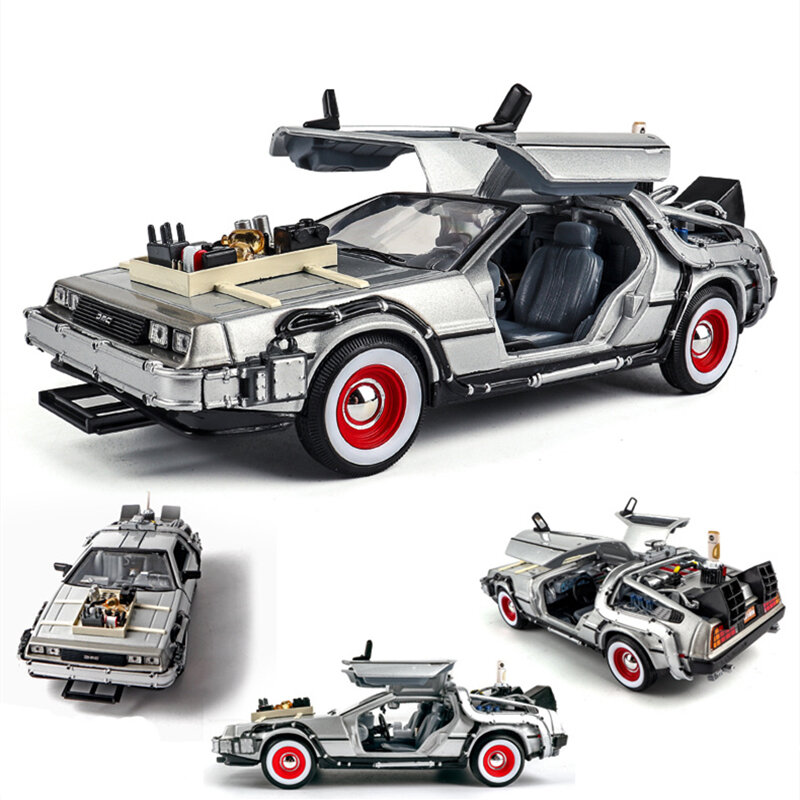 Welly 1:24 Model Die-cast Metal Alloy Car DMC-12 Delorean Back To The Future Simulation Collection Car Gifts Toys for children