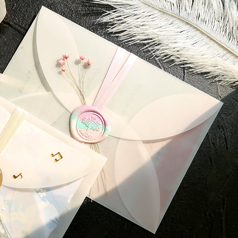 20pcs/lot Custom Semi-Transparent Sulfuric Acid Paper Envelopes For DIY Postcard /Card Storage, Wedding Invitation, Gift Packing
