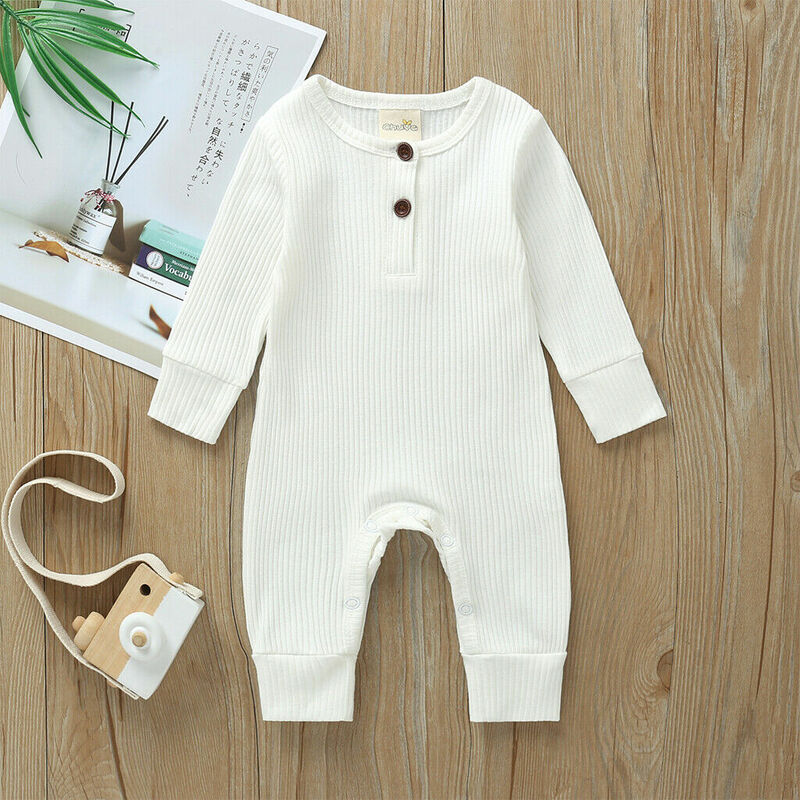 Bebê primavera outono clothingbaby menina algodão macacão menino malha com nervuras macacão recém-nascido roupas sólidas quente infantil outfit