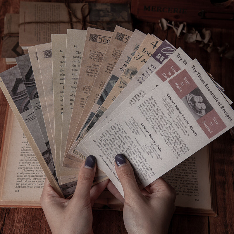 Yoofun-Papier de fond vintage, série de librairie antique, matériel de journal, décor de scrapbooking, 60 feuilles