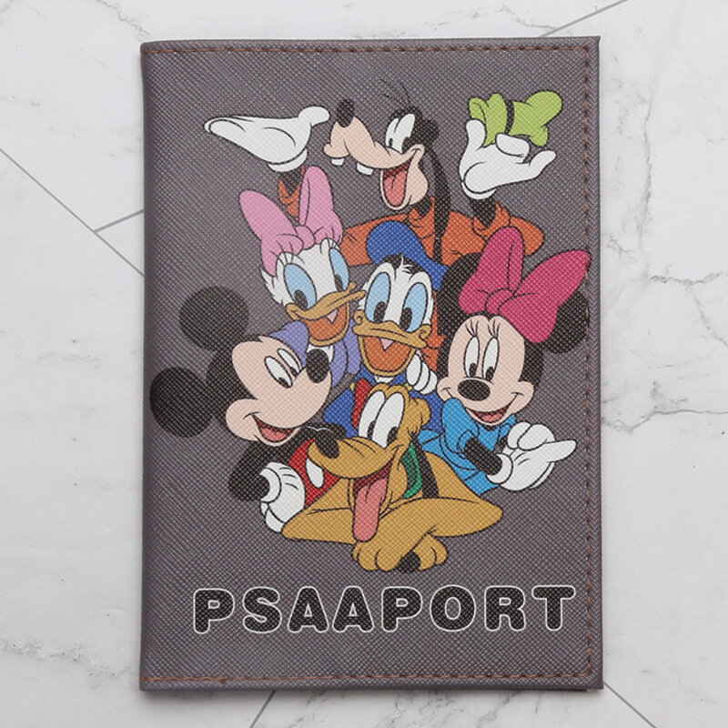 Set Paspor Tempat Kartu Stereo Mickey Baru Disney Set Kartu ID Minnie Tempat Paspor Tempat Kartu Bisnis Dompet Koin Kartu