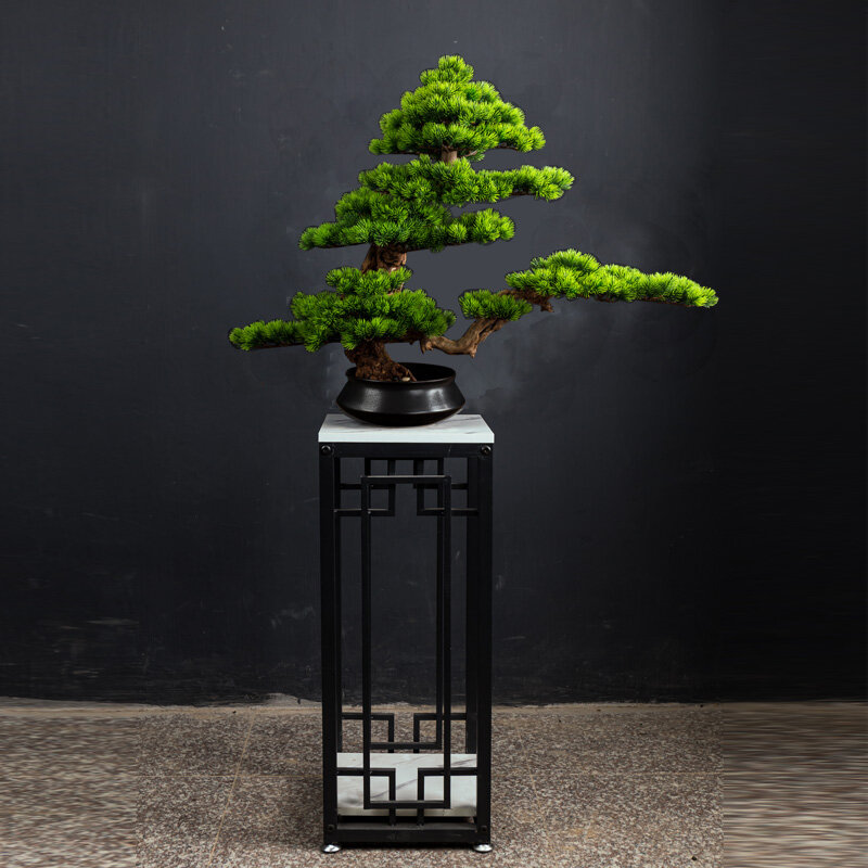 Casa dector simulado bem vindo pinho bonsai decoração sala de estar decoração desktop falso árvore plantas artificiais ornamentos vaso