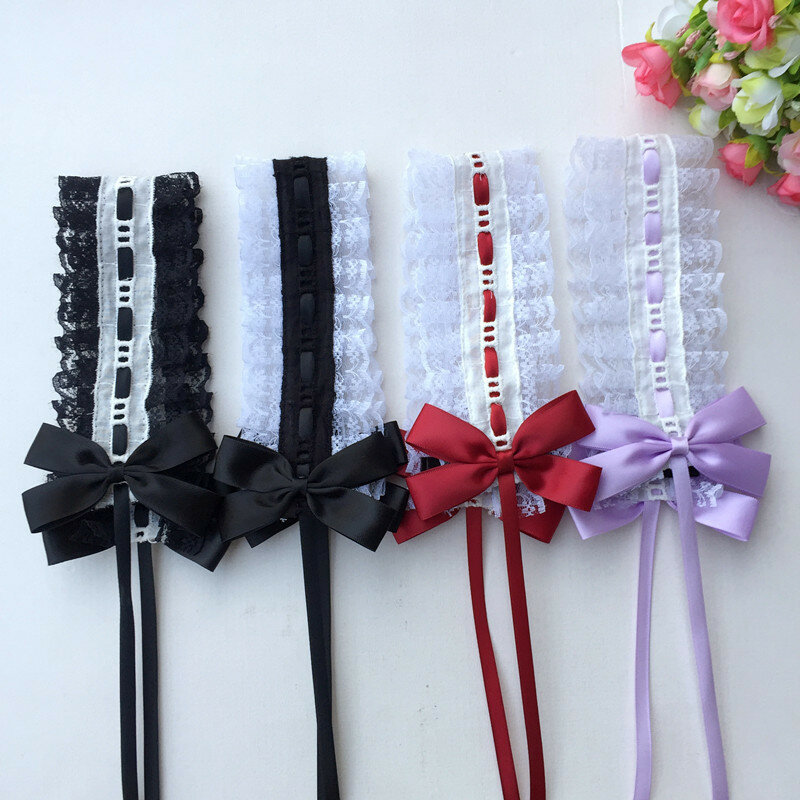 Lolita fascia accessori per capelli accessori per capelli dolce del merletto della fascia KC scuro arco del nastro