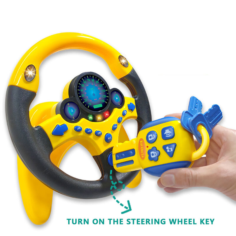 Brinquedo de volante de simulação elétrica para crianças, brinquedo de carro educativo, brinquedo vocal, luz e som, co-piloto, presente