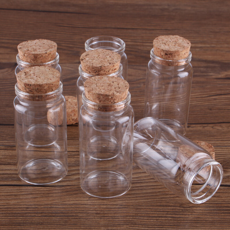 Botellas de vidrio con tapa de corcho, frascos de especias, recipientes de deseos, frascos de vidrio para dulces, 3 piezas, 50ml, 37x70mm