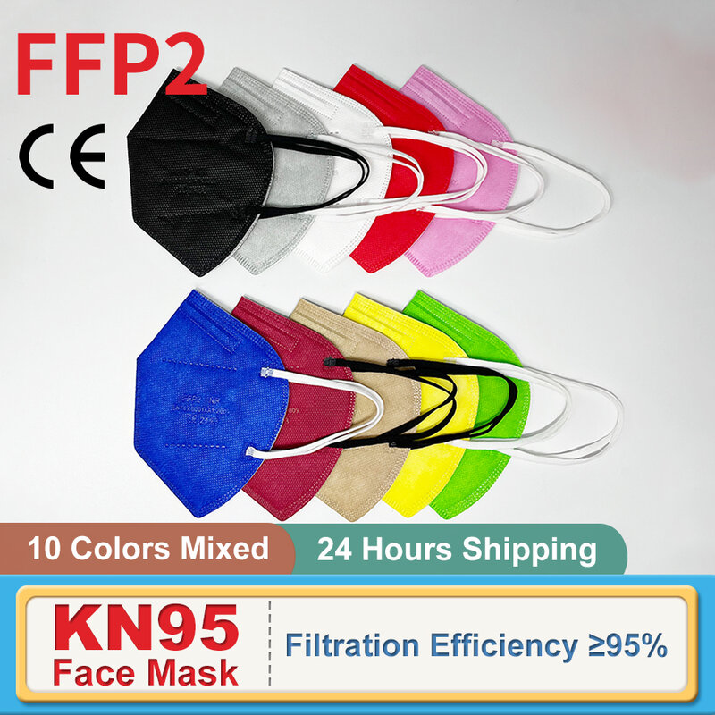 100-200 PCS ผู้ใหญ่หน้ากาก FFP2 Reusable Face Mask KN95หน้ากากกรองหน้ากากปากผู้ใหญ่หน้ากากป้องกันใบหน้าหน้ากาก FFP2MASK