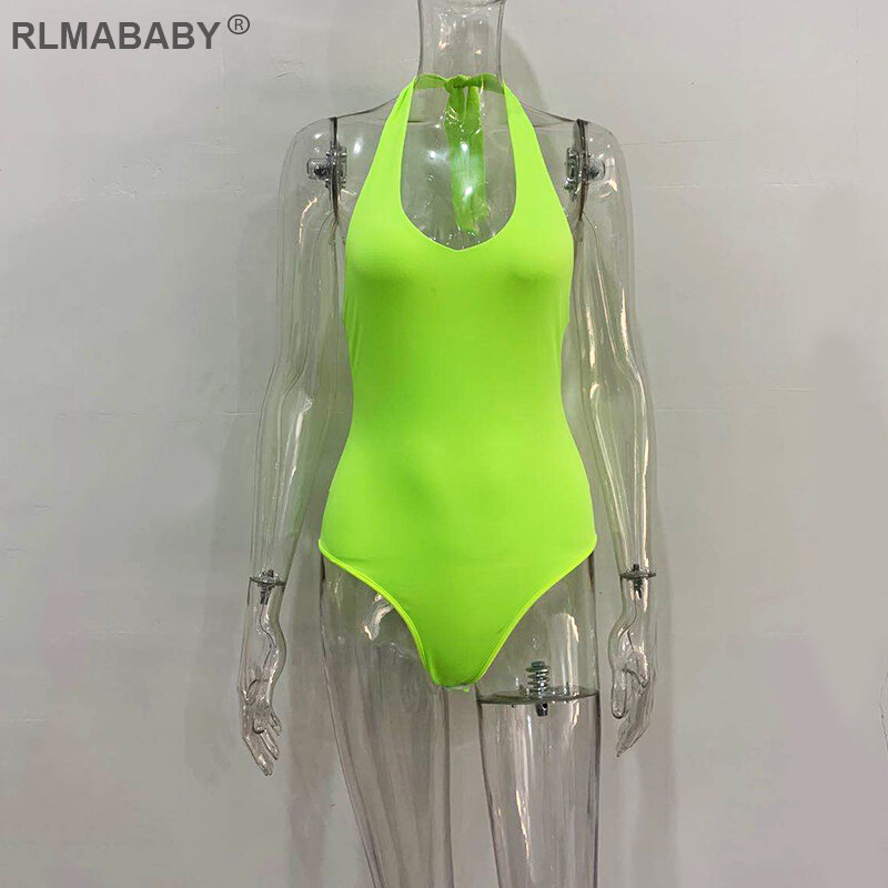 ผู้หญิงเซ็กซี่ Backless Bodysuit Halter Bodycon Rompers ชุดลำลองชุดว่ายน้ำ Bodysuit ฤดูร้อน TOP Club PARTY Playsuit Bodysuit