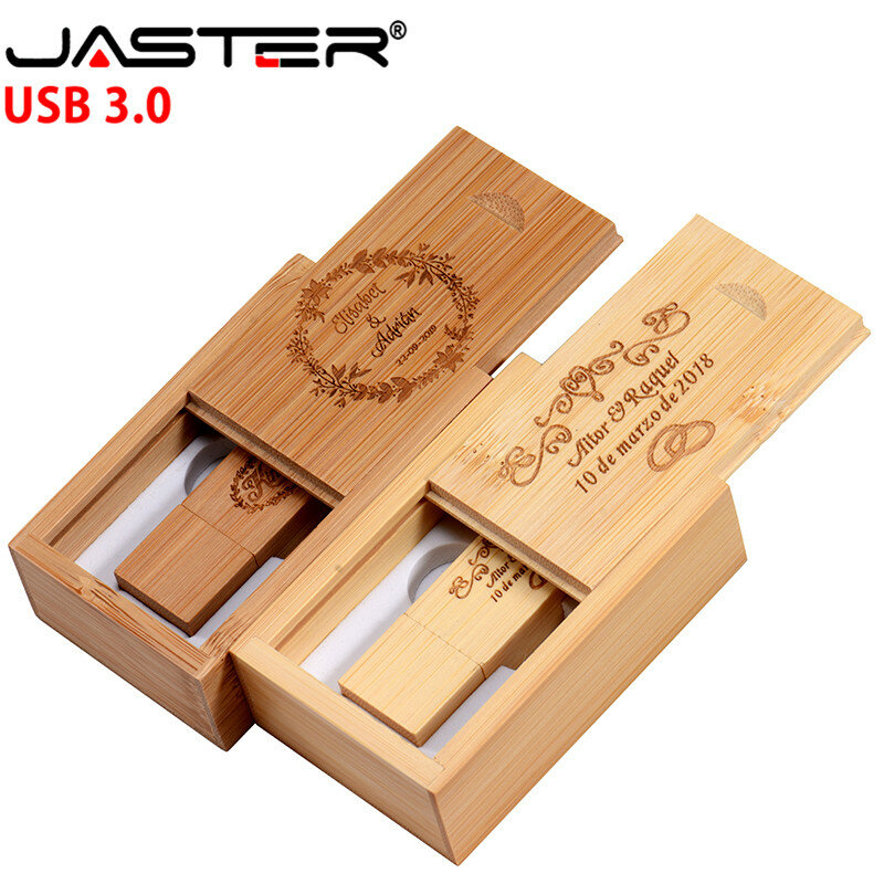 Jaster pendrive usb 3.0 + caixa (logotipo personalizado grátis), de madeira, bordo, 4gb, 16gb, 32gb, 64gb, logotipo do cliente