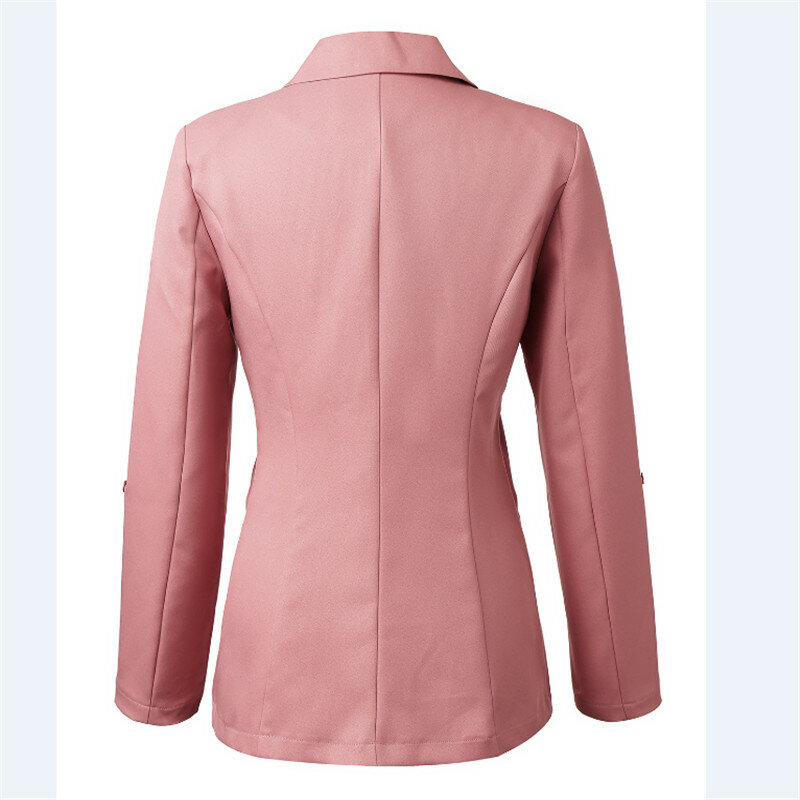 2019 женские однобортные длинные блейзеры офисный женский маленький костюм куртка для отдыха розовый серый черный блейзер Свободное пальто ...