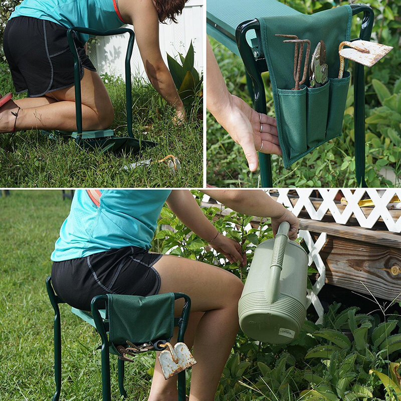Garden Kneeler With Handles Folding Stainless Steel Garden Stool With EVA Kneeling Pad Gardening Gifts Supply Without Bag