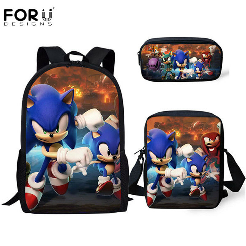 Forudesign, recién llegado, mochila escolar con estampado de dibujos animados Sonic para niños y niñas, mochila escolar, Mochilas Escolares para niños, Bolsa, envío gratuito