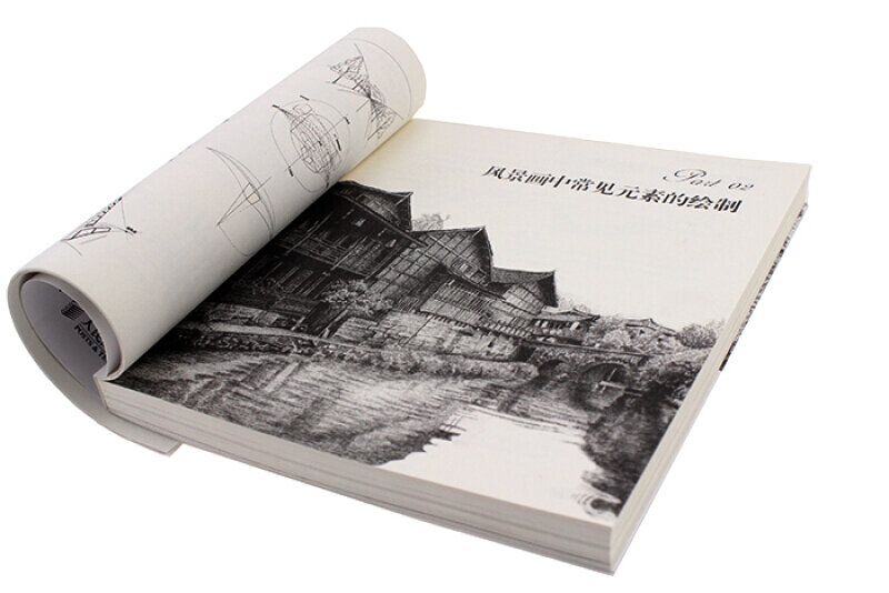 Новая картина с природным пейзажем и креативная учебная книга, черно-белая книга для рисования набросков, китайская книга для рисования карандашей